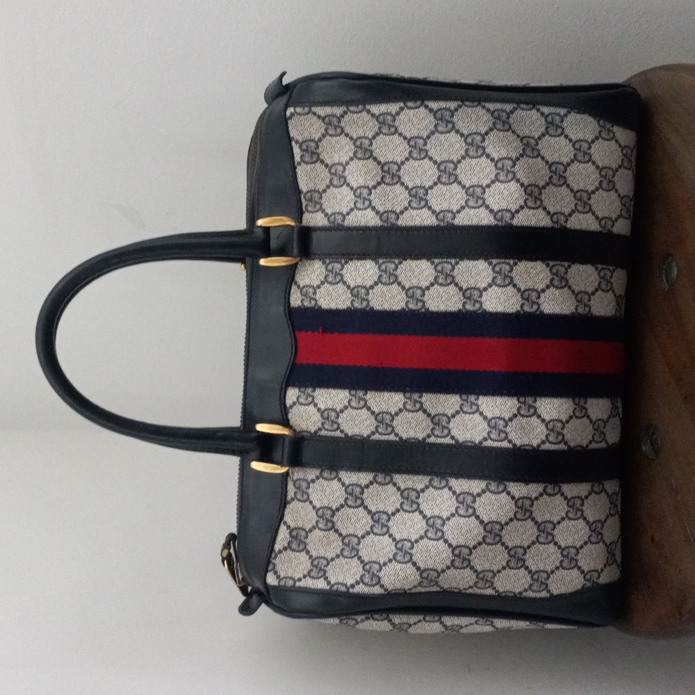Authentic Vintage Gucci GG Monogram Supreme Sherry Web Ophidia Boston Doctor Bag - Picture 4 of 14